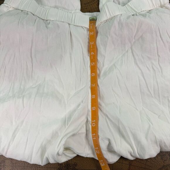 J Jill Linen Pants White Size XL Petite Pockets Rolled Cuff Summer Elastic Waist - Picture 4 of 10